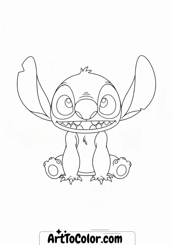 Cute Sitting Stitch Coloring Page