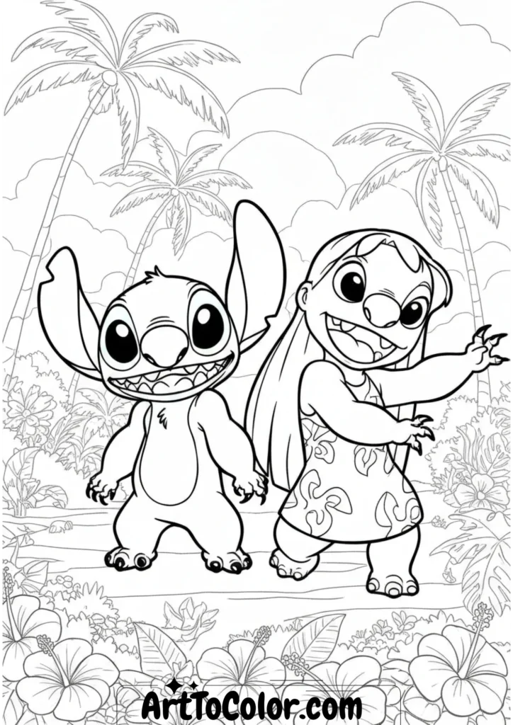 Stitch with Lilo Coloring Page