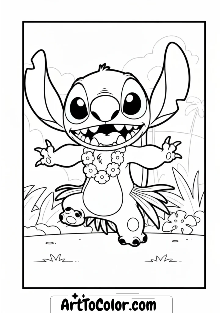 Hula Dance Stitch Coloring Page