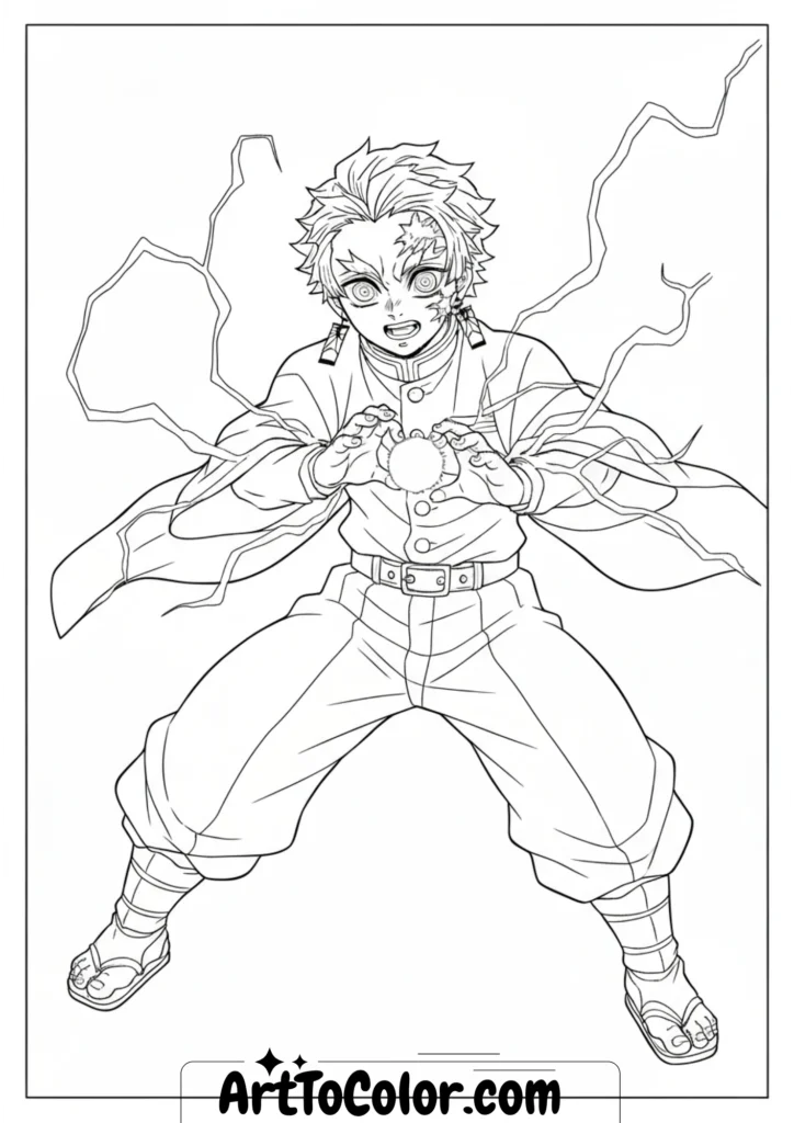 Tanjiro Breathing Attack Coloring Pages