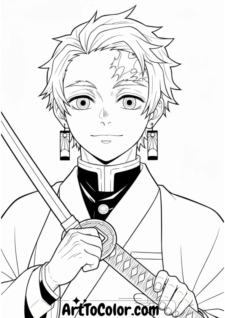 Muichiro Tokito (Mist Hashira) Demon Slayer Coloring Pages