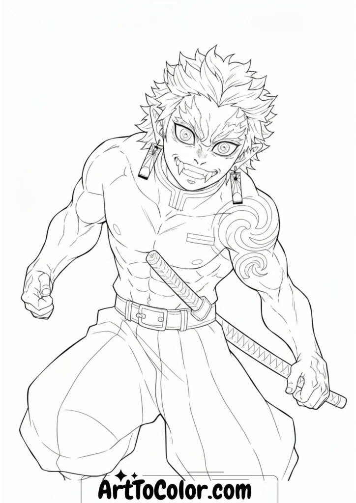 demon slayer Muzan Kibutsuji colirng pages