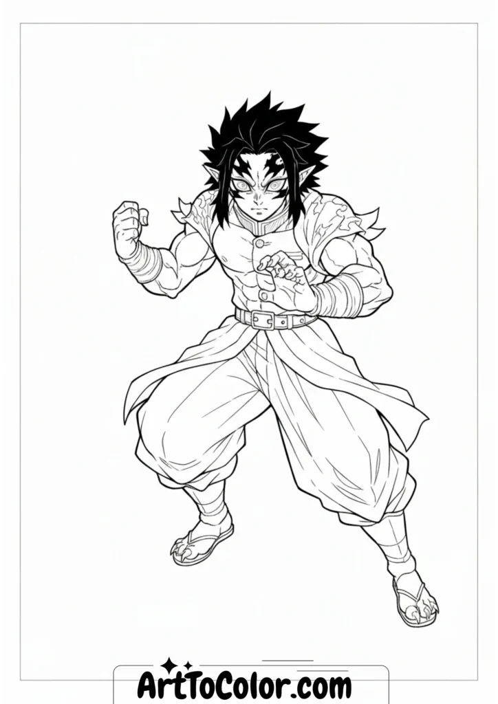 Demon Slayer Akaza (Upper Moon) coloring pages
