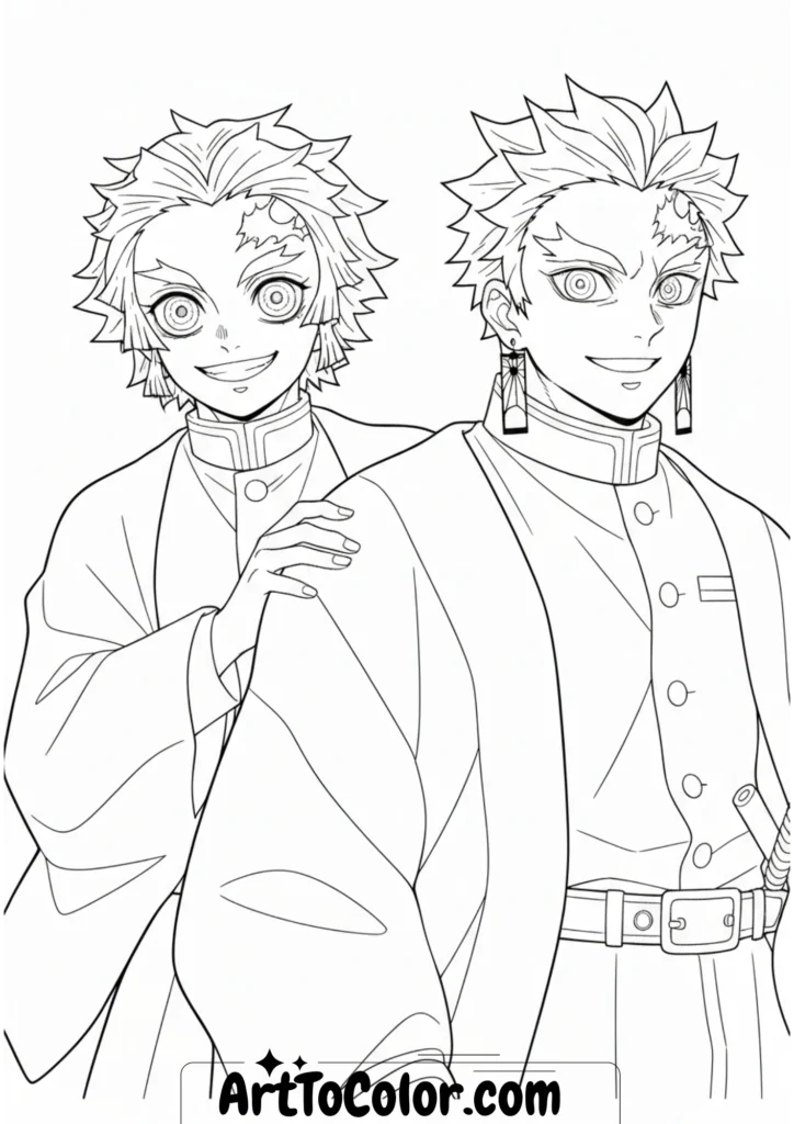 Demon Slayer Daki and Gyutaro Coloring Pages