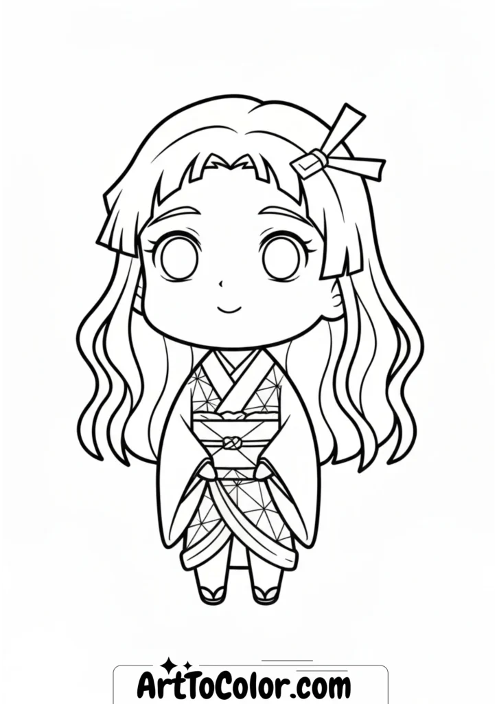 Chibi Nezuko Coloring Pages