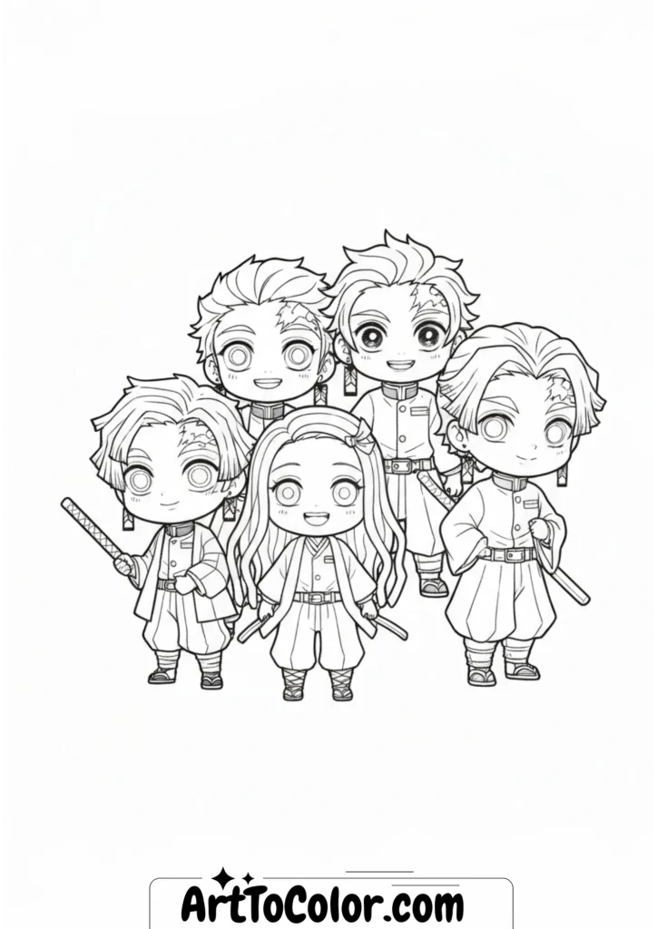 Chibi Group coloring pages