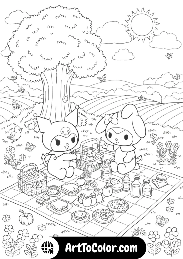 Kuromi & My Melody Coloring Pages