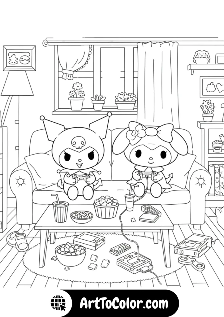 Kuromi & My Melody Coloring Pages