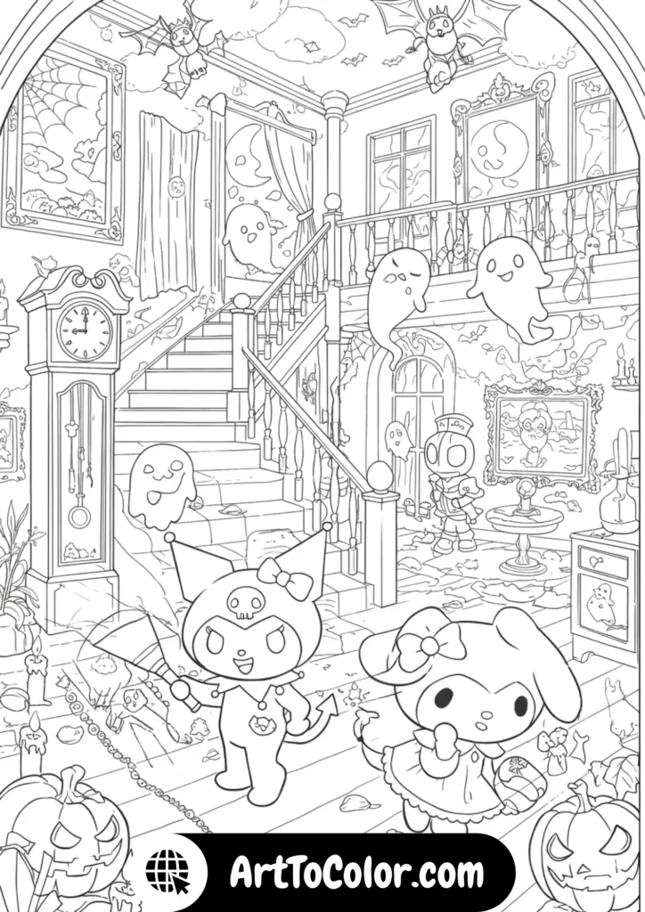 Kuromi & My Melody Coloring Pages
