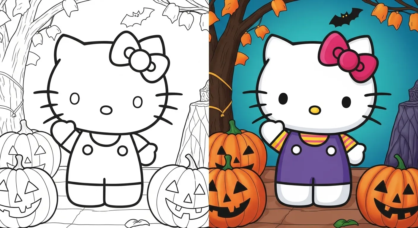 Hello Kitty Halloween Coloring Pages