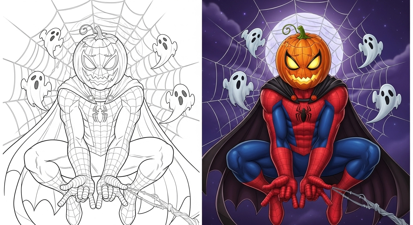 Halloween Spider-Man Coloring Pages