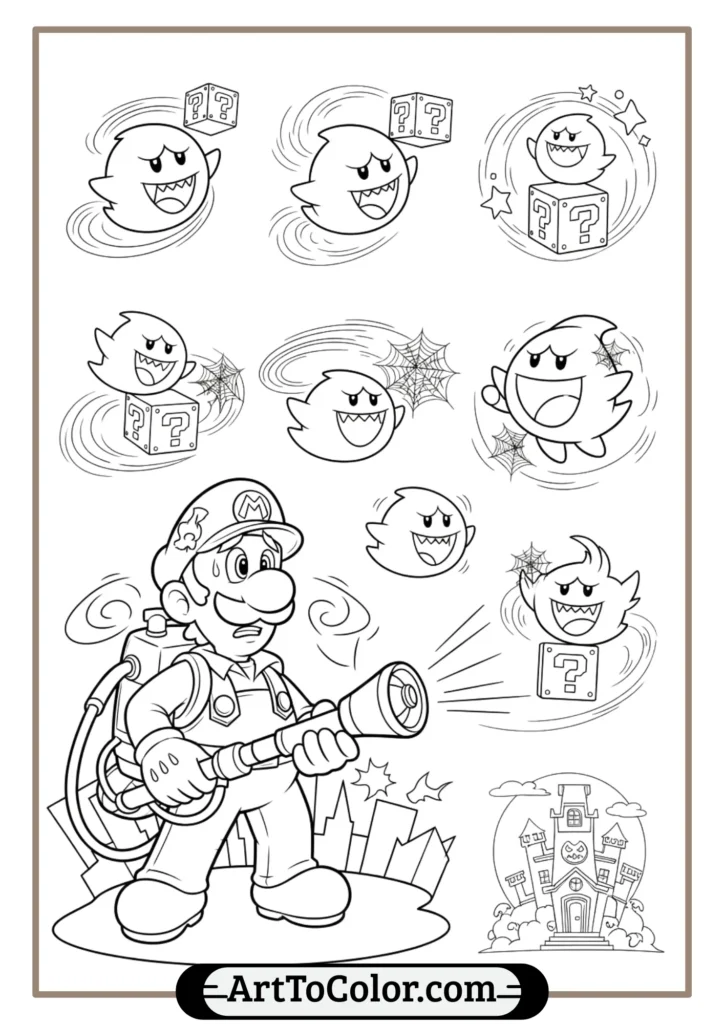 Halloween Super Mario Coloring Pages
