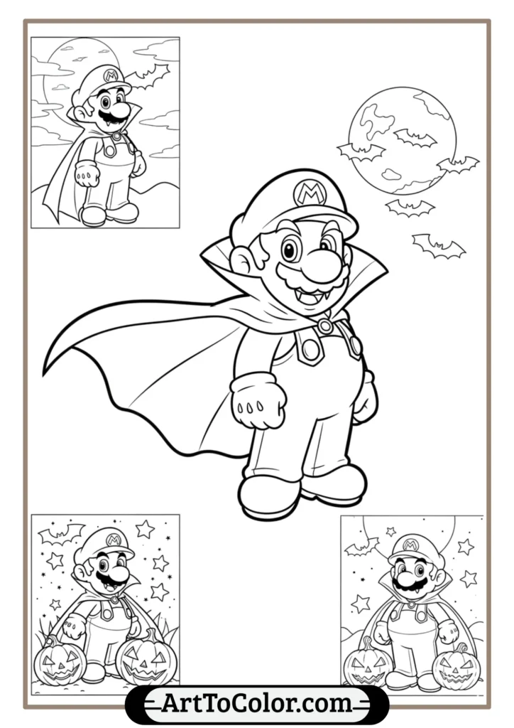 Halloween Super Mario Coloring Pages