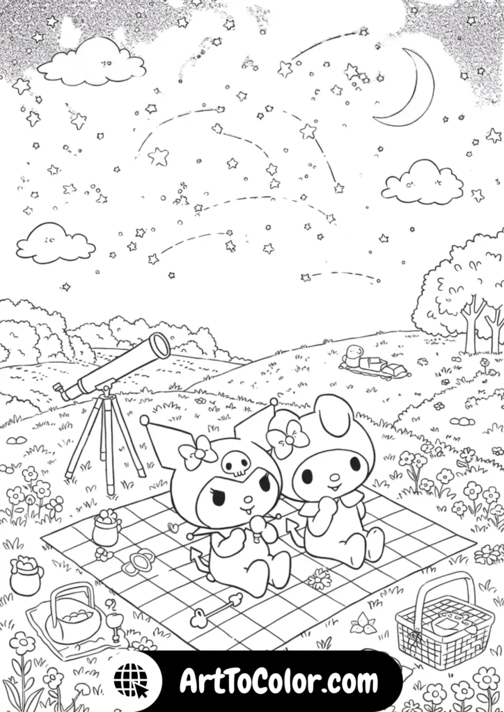 Kuromi & My Melody Coloring Pages