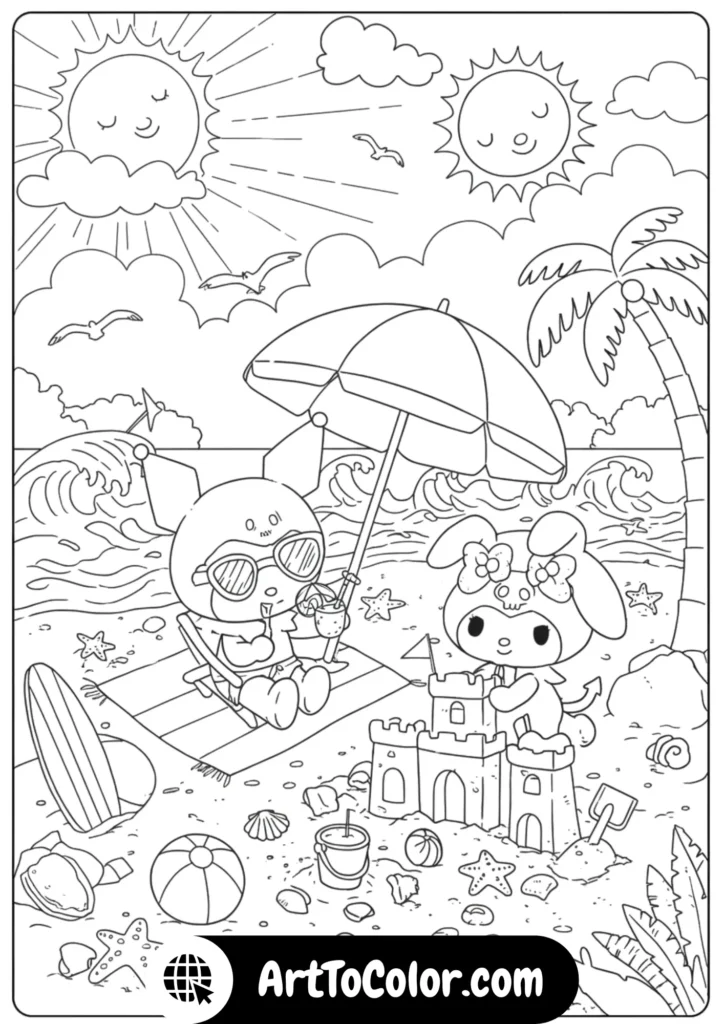 Kuromi & My Melody Coloring Pages