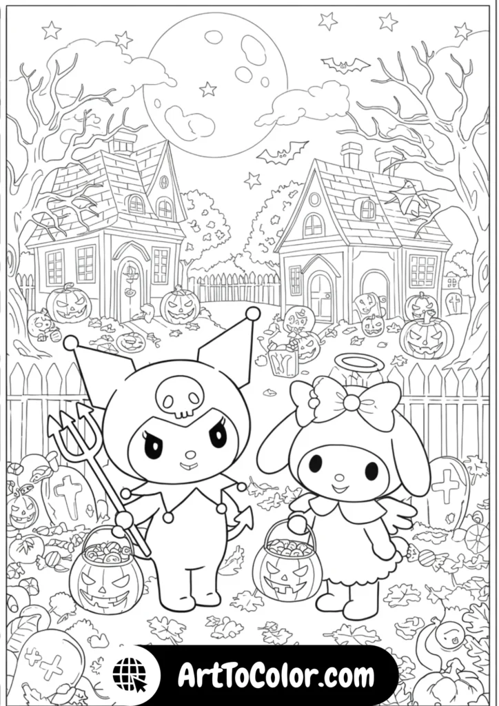 Kuromi & My Melody Coloring Pages