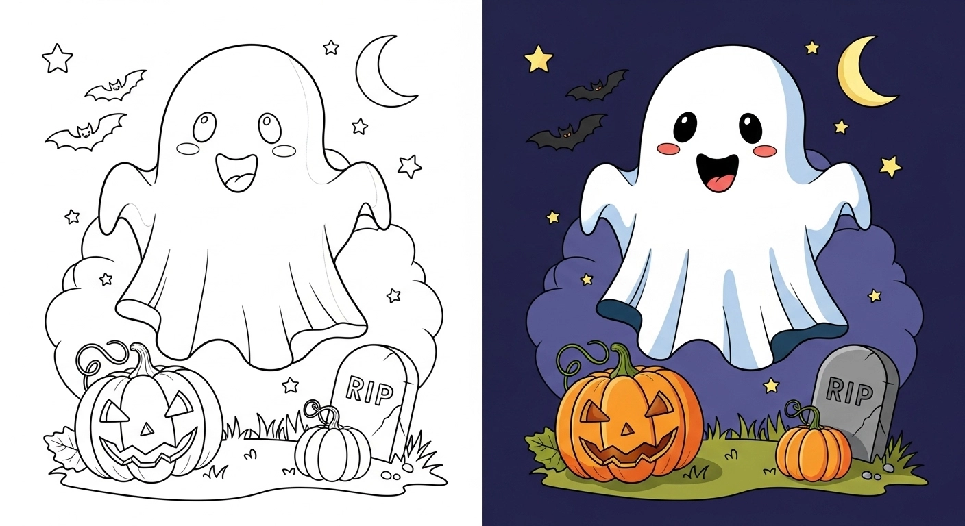 Ghost Coloring Pages for a Spook-tacular Halloween
